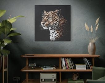 Leopard Wall Art, Canvas Art, Leopard Painting, Big Cat Wall Decor, Realistic Animal Art, Wildlife Home Decor, African Safari Artwork