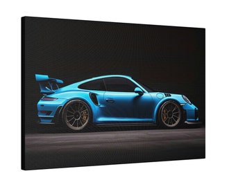 ポルシェ911 GT3 RS 2001 ウォールアートキャンバス - 鮮やかなブルー