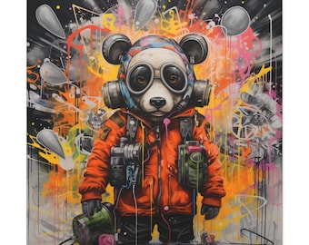 Bad Panda Bear Graffiti Art Canvas
