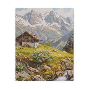 Gemälde der Schweizer Alpen, Berglandschaft der Schweizer Alpen, Dekoration der Schweizer Alpen, Wandkunst mit Motiven der Schweizer Alpen Bild 9