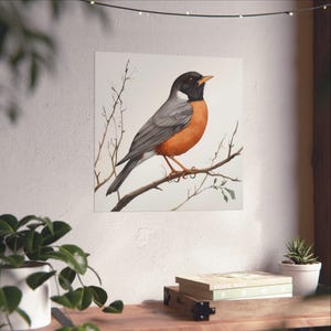 Watercolor Robin Painting - Bird Wall Art - Spring Bird Decor - Robin ...