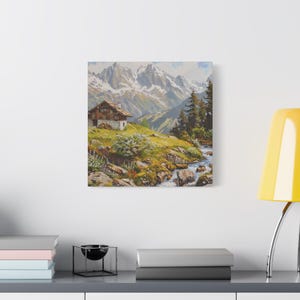 Gemälde der Schweizer Alpen, Berglandschaft der Schweizer Alpen, Dekoration der Schweizer Alpen, Wandkunst mit Motiven der Schweizer Alpen Bild 3