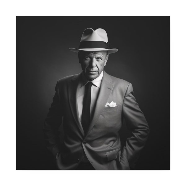 Frank Sinatra Poster - Frank Sinatra canvas, Frank Sinatra portrait, Frank Sinatra art, Black and White photo