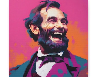 Pintura de Abraham Lincoln riendo - retrato abstracto de Abraham Lincoln riendo sobre lienzo