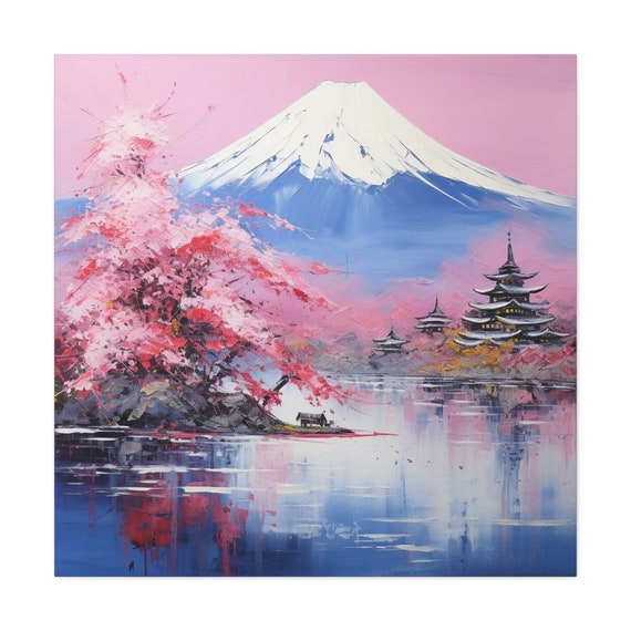 富士山の絵画 - 富士山の美しい抽象画 - 日本のキャンバス - Etsy 日本