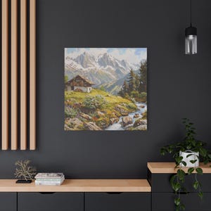 Gemälde der Schweizer Alpen, Berglandschaft der Schweizer Alpen, Dekoration der Schweizer Alpen, Wandkunst mit Motiven der Schweizer Alpen Bild 4