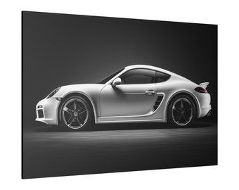 Porsche Cayman Wall Art Canvas - Elegant White