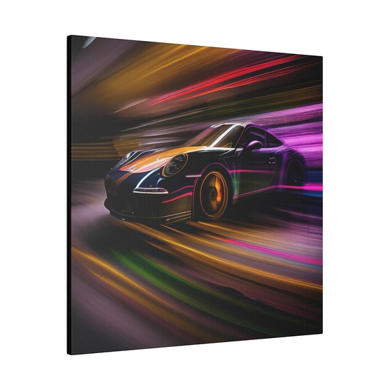 PORSCHE 911 アートパネル livli.diamonddesign Porsche 911 Wall Art Canvas - Drifting Wind Tunnel With Bright