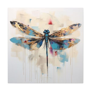 Abstract Dragonfly Painting -  decorative dragonfly wall art in abstract style, colorful, kitchen wall art