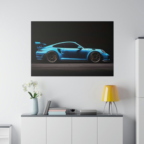 ポルシェ911 GT3 RS 2001 ウォールアートキャンバス - 鮮やかなブルー