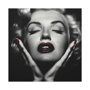Marilyn Monroe Wall Art - ritratto di Marilyn Monroe in bianco e nero con labbra rosse