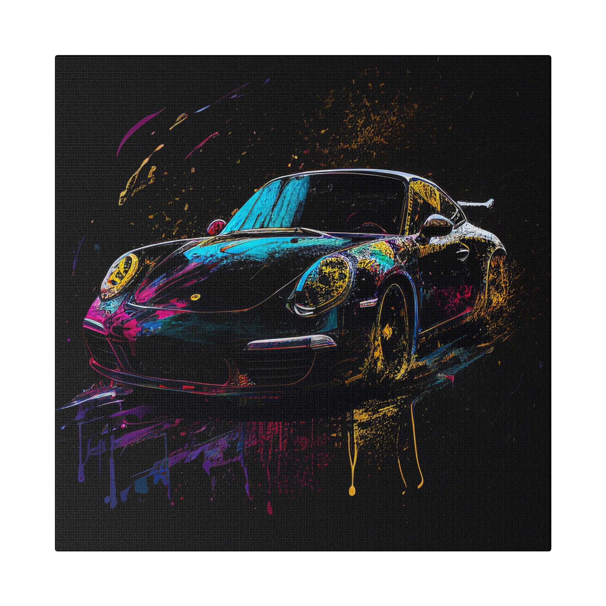 Porsche 911 Wall Art Canvas - Black With Spots of Bright Color - Etsy