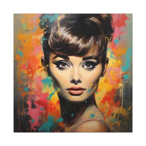 Audrey Hepburn kunst aan de muur - Audrey Hepburn poster op canvas, abstract schilderij