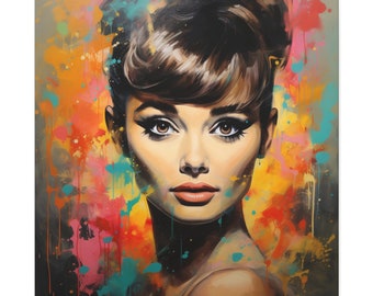 Audrey Hepburn wall art - Audrey Hepburn poster on canvas, abstract painting