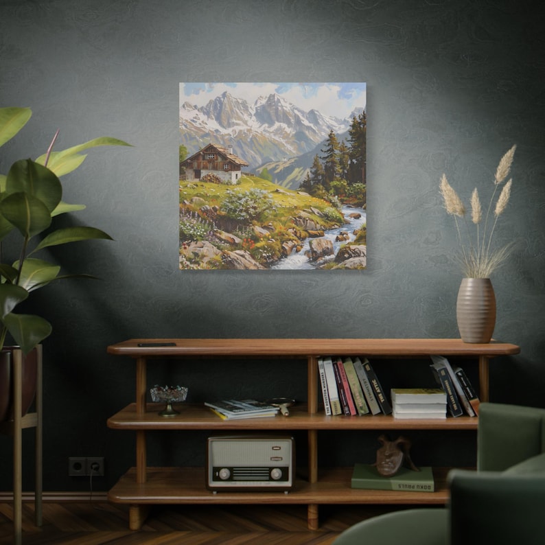 Gemälde der Schweizer Alpen, Berglandschaft der Schweizer Alpen, Dekoration der Schweizer Alpen, Wandkunst mit Motiven der Schweizer Alpen Bild 5