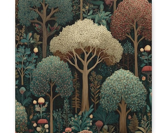 William Morris Enchanted Forest Matte Canvas Print, Arts & Crafts Wall Art for Nature Lovers, Vintage Inspired Decor, Botanical Artwork