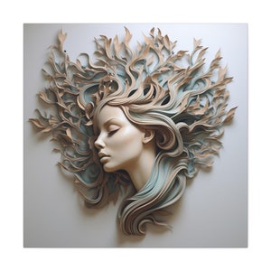 Dimensional Wall Art - 3D painting of woman's profile, nature