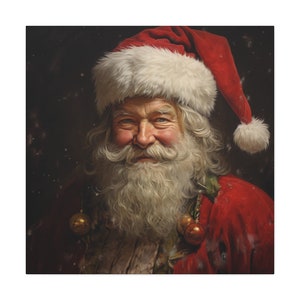Father Christmas Canvas Wall Art Print - timeless portrait of Santa Claus, Christmas wall decor