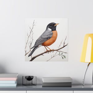 Watercolor Robin Painting - Bird Wall Art - Spring Bird Decor - Robin ...