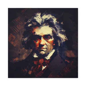 Ludwig van Beethoven Portrait - abstract square canvas painting of Beethoven