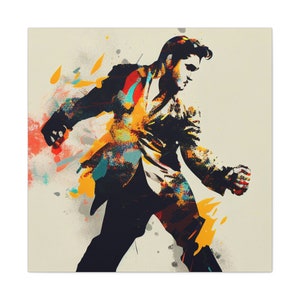 Elvis Painting - abstract wall art depicting Elvis Presley on square canvas