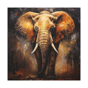 Pintura de elefante - arte de pared de elefante abstracto, pintura de elefante africano sobre lienzo