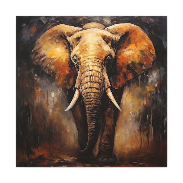 Elephant Painting - abstract elephant wall art, African elephant painting on canvas