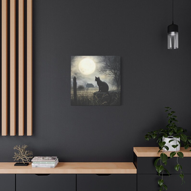 Black Cat Wall Art Halloween Decor Gothic Art Dark Academia Haunting ...