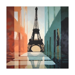Paris Reflective Dreams - The Eiffel Tower stands as the center piece of this abstract painting. Eiffel Tower painting.