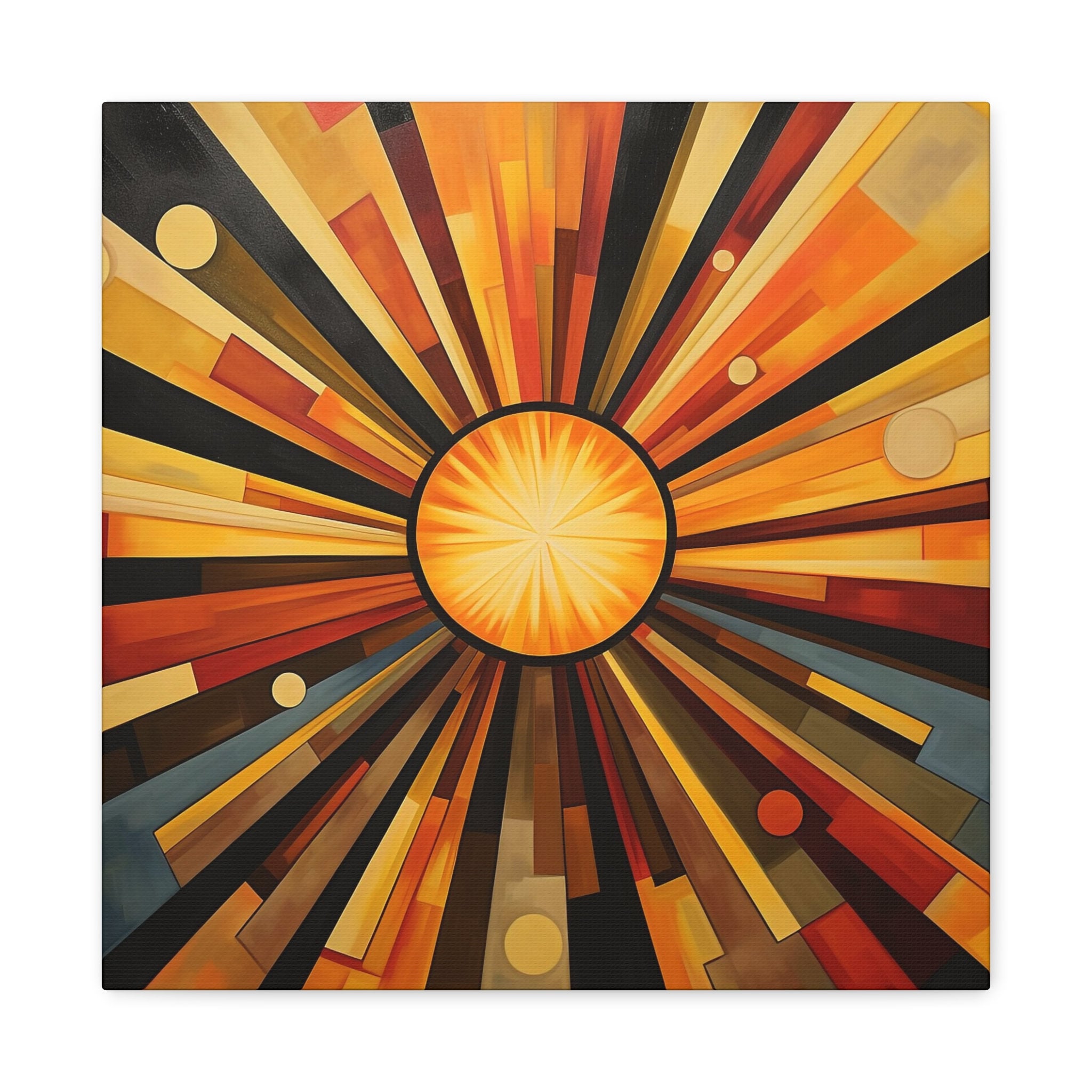 Sunburst Painting - Art Deco Style Painting of Sunburst on Square 