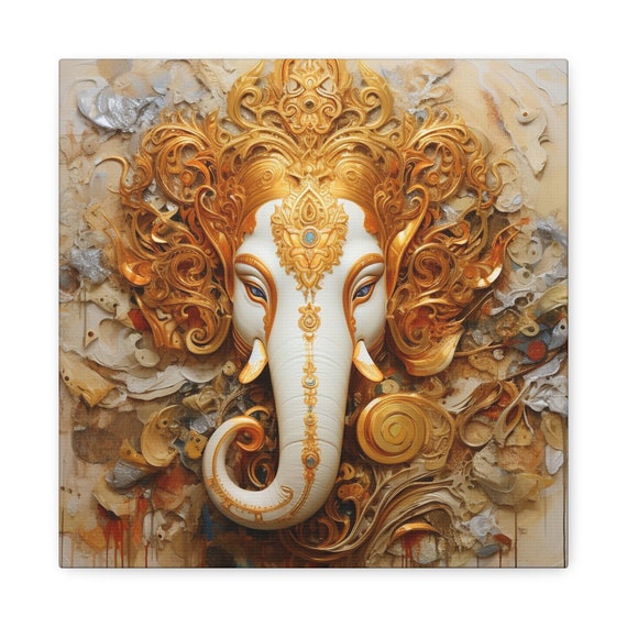 レリーフ 絵画 ガネーシャの絵画レリーフ インドの壁画 - 3D レリーフ