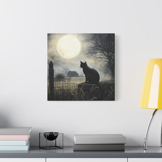 黒猫の壁アート ハロウィン装飾 ゴシックアート ダークアカデミア 幽霊
