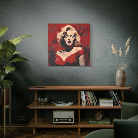 マリリン モンローの絵画 - キャンバスに描かれた赤いマリリン