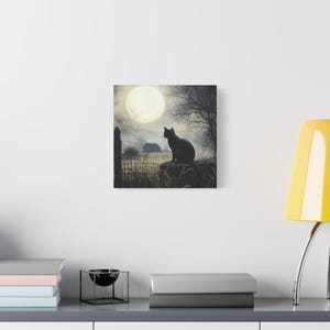 Black Cat Wall Art Halloween Decor Gothic Art Dark Academia Haunting ...