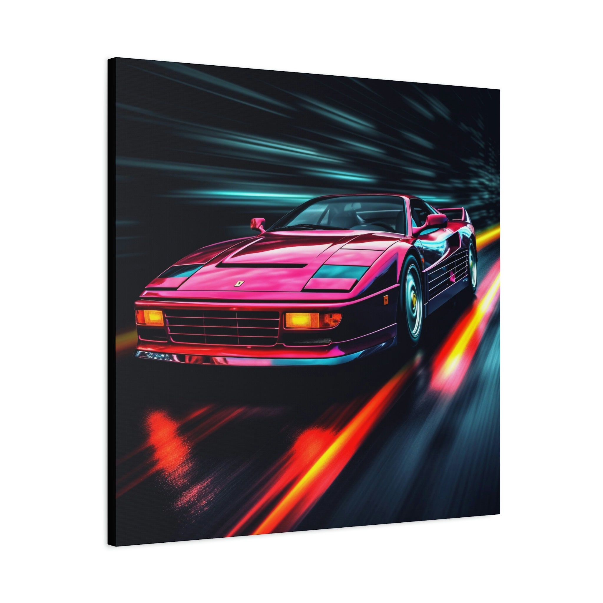 Red Ferrari Wall Art - Ferrari Testarossa Speeding Through a Scene