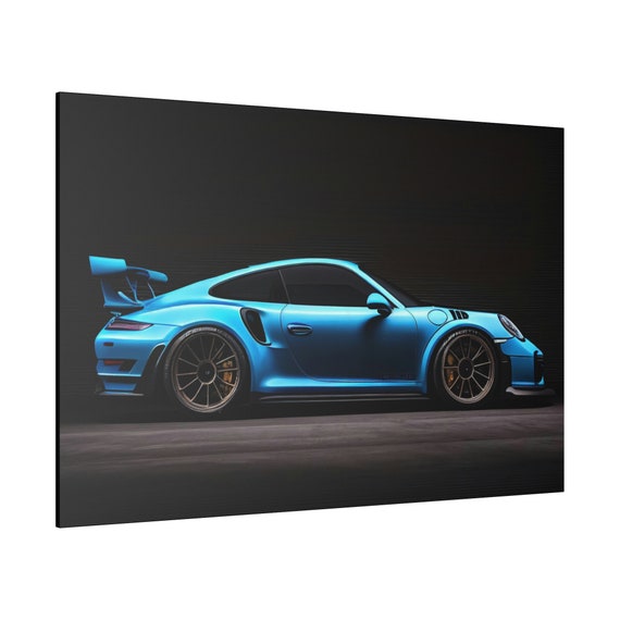 ポルシェ911 GT3 RS 2001 ウォールアートキャンバス - 鮮やかなブルー
