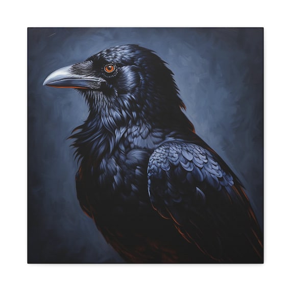 油絵　烏　カラス　鳥 カラスの絵画 - カラスの壁画、鳥の絵画、黒い鳥の絵画、ハロウィーン