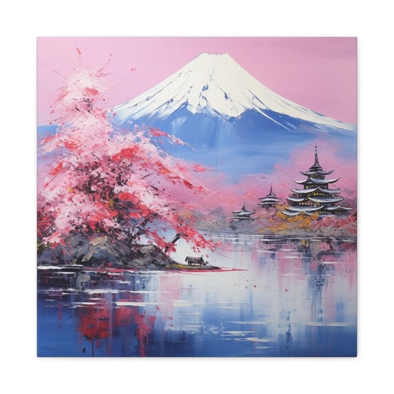 富士山の絵画 - 富士山の美しい抽象画 - 日本のキャンバス - Etsy 日本