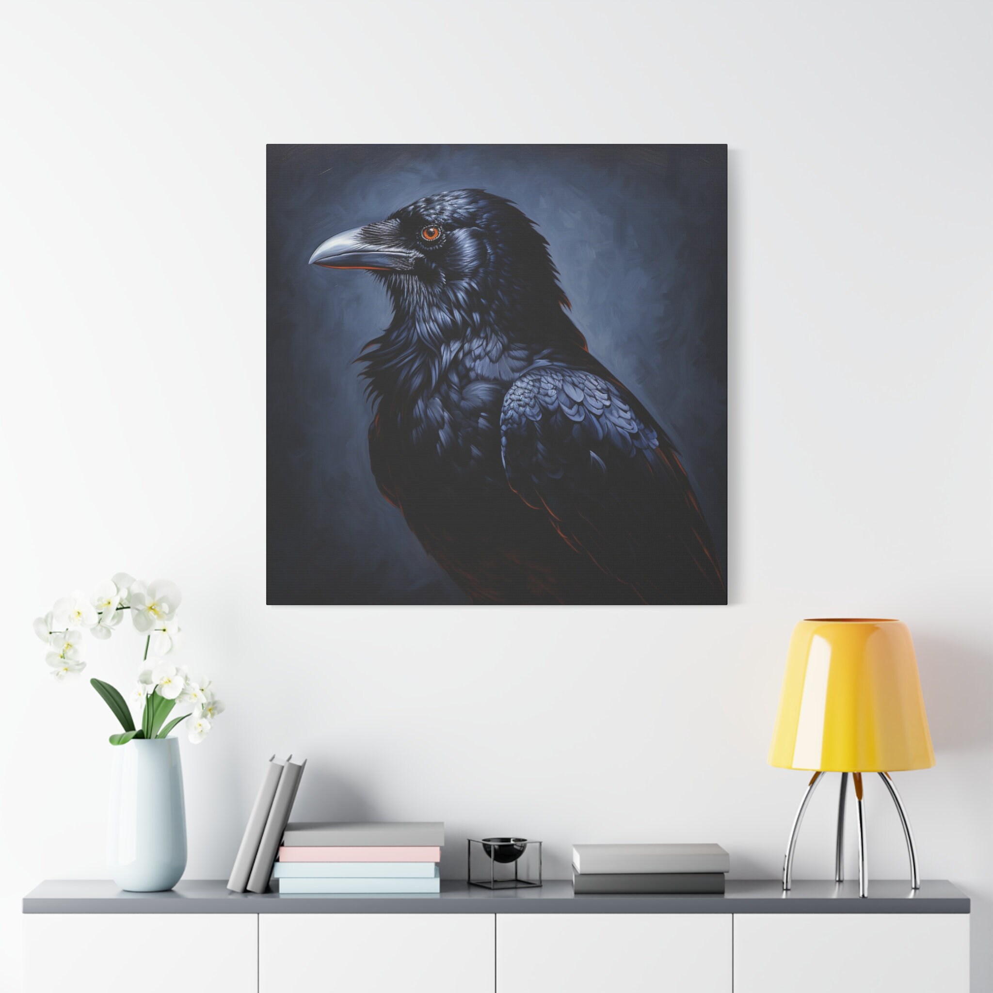 カラスの絵画 - カラスの壁画、鳥の絵画、黒い鳥の絵画、ハロウィーン