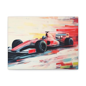 Wall Art, Formula 1 Race Car Painting, Abstract Red F1 Wall Decor, Minimalist Canvas Print, Stretched 1 25&quot;, Motorsport Gift, Racing