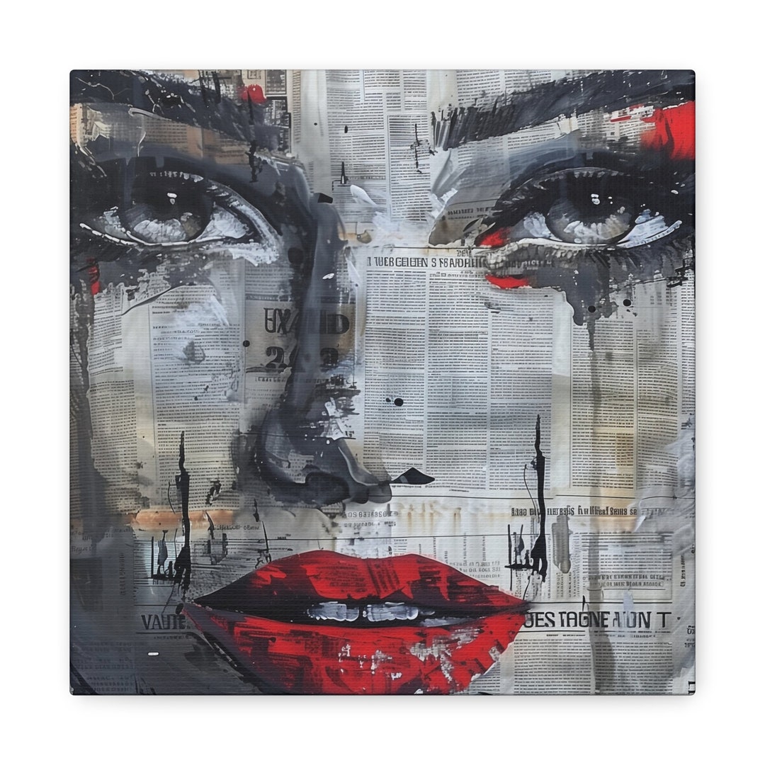 Abstract Woman Face on Canvas Wall Art - Abstract Woman Portrait ...