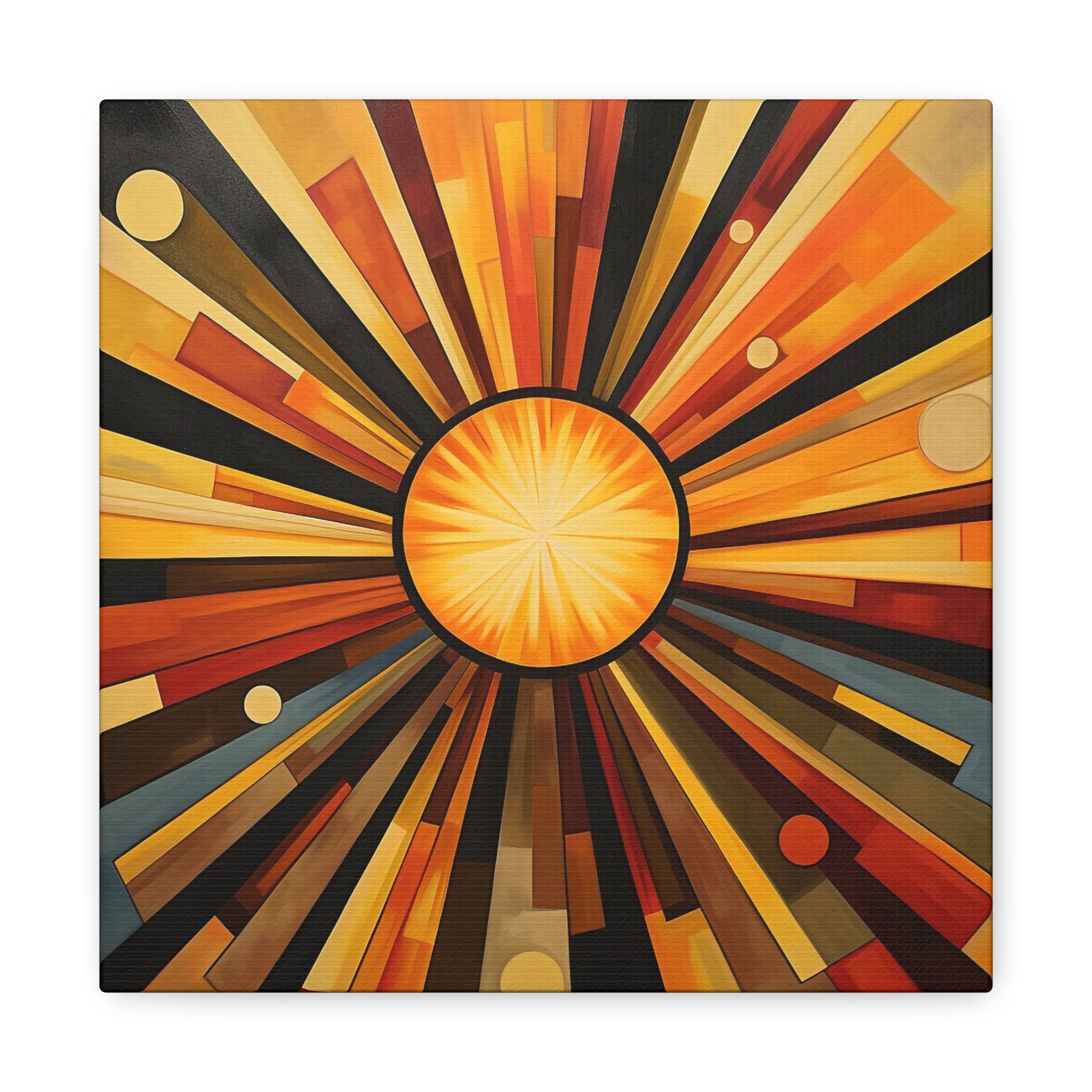 Sunburst Painting - Art Deco Style Painting of Sunburst on Square