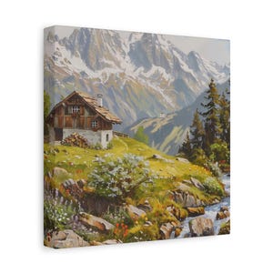 Gemälde der Schweizer Alpen, Berglandschaft der Schweizer Alpen, Dekoration der Schweizer Alpen, Wandkunst mit Motiven der Schweizer Alpen Bild 2