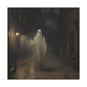 Ghost Painting on Street - Halloween painting - Halloween wall art depicting creepy ghost
