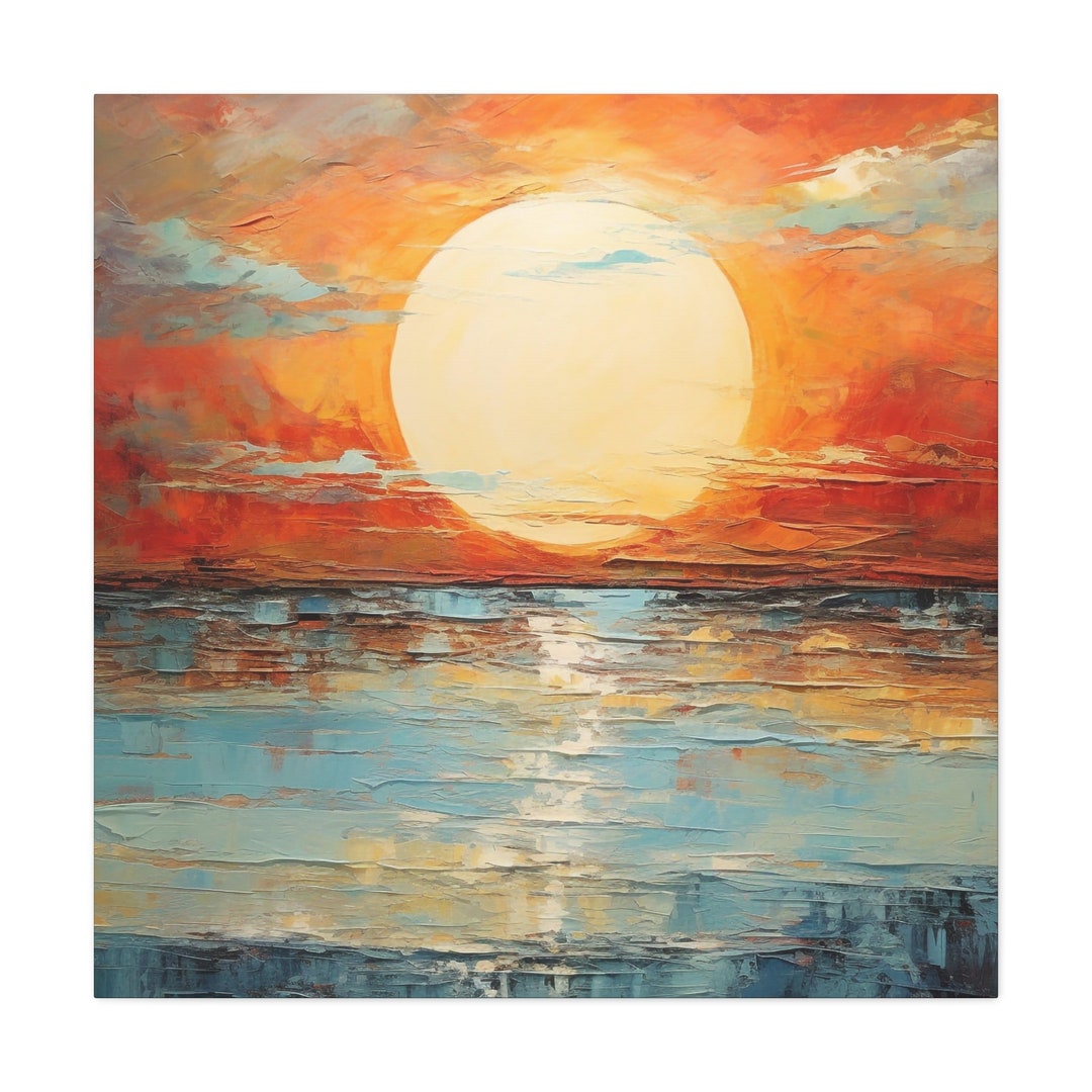 Sunset Painting - Abstract Painting of a Sunset on the Beach on Canvas ...