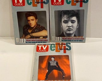 Lot de 3 couvertures holographiques Elvis Elvis, effets spéciaux TV Guide, août 2002