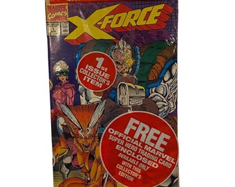 X Force 1 sacchetto di plastica aperto con Sunspot e carta collezionabile Gideon Marvel Comics