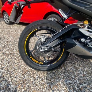 Triumph Street Triple 765RS Cosmic Yellow Wheel Vinyl Kit image 7