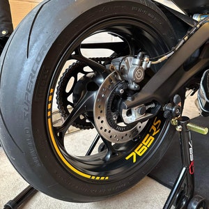 Triumph Street Triple 765RS Cosmic Yellow Wheel Vinyl Kit image 1