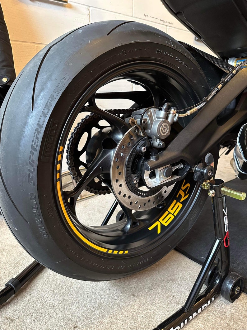 Triumph Street Triple 765RS Cosmic Yellow Wheel Vinyl Kit image 1